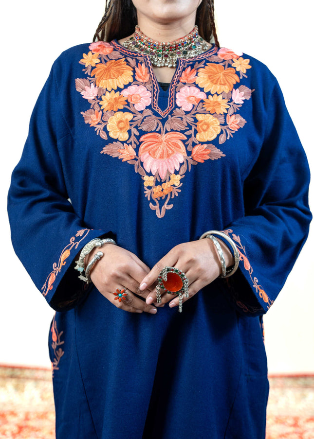 KASHMIRI AARI WORK PHERAN - ROYAL BLUE - ARTISANS KASHMIR