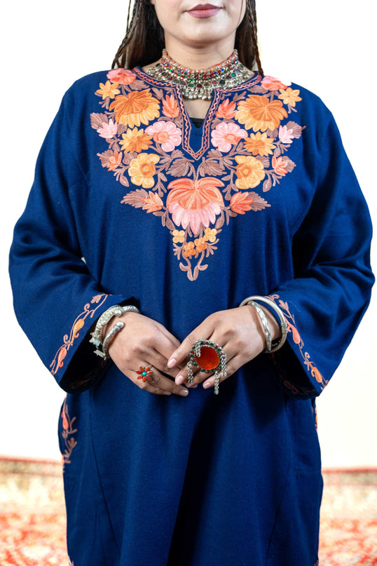KASHMIRI AARI WORK PHERAN - ROYAL BLUE - ARTISANS KASHMIR