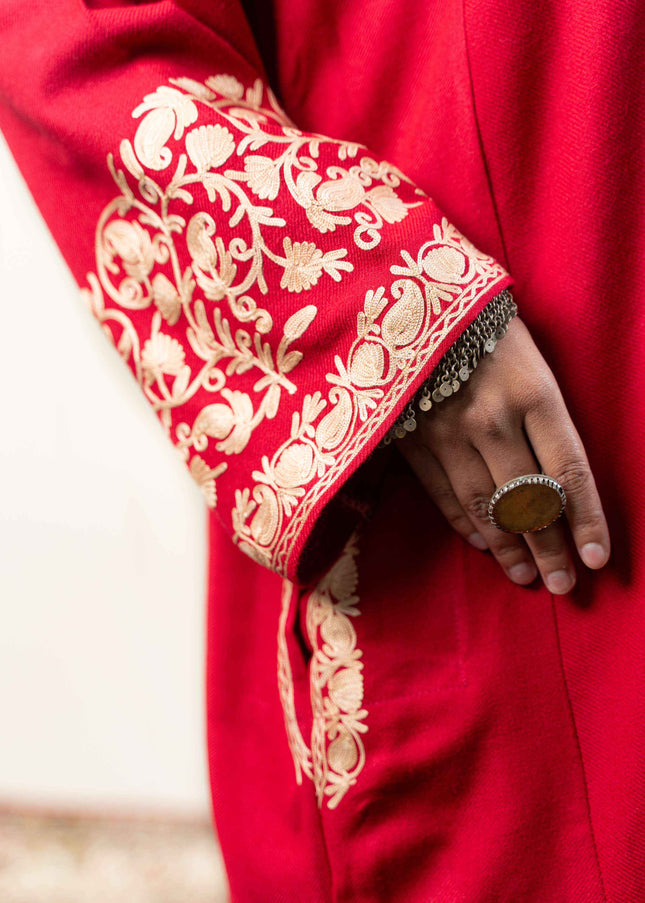 KASHMIRI AARI WORK PHERAN - BRILLIANT RED (Copy) - ARTISANS KASHMIR