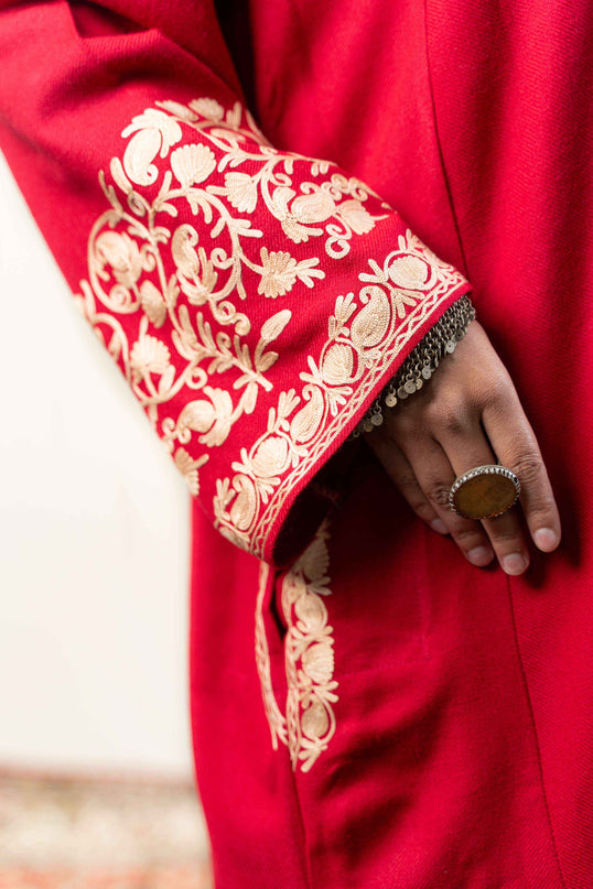 KASHMIRI AARI WORK PHERAN - BRILLIANT RED (Copy) - ARTISANS KASHMIR