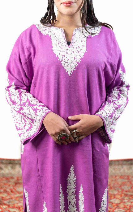 KASHMIRI AARI WORK PHERAN - MYSTIC PURPLE - ARTISANS KASHMIR