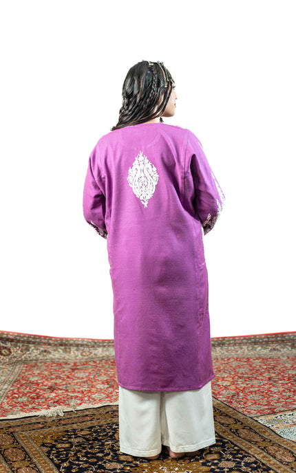 KASHMIRI AARI WORK PHERAN - MYSTIC PURPLE - ARTISANS KASHMIR