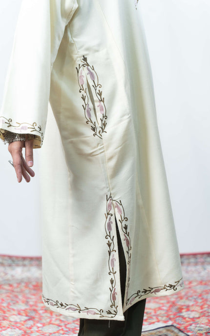 KASHMIRI AARI WORK PHERAN - PEARL WHITE - ARTISANS KASHMIR