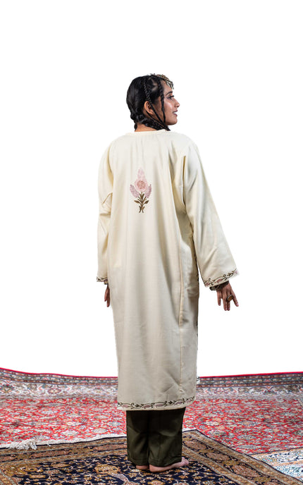 KASHMIRI AARI WORK PHERAN - PEARL WHITE - ARTISANS KASHMIR