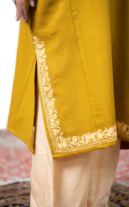 KASHMIRI AARI WORK PHERAN - MUSTARD - ARTISANS KASHMIR