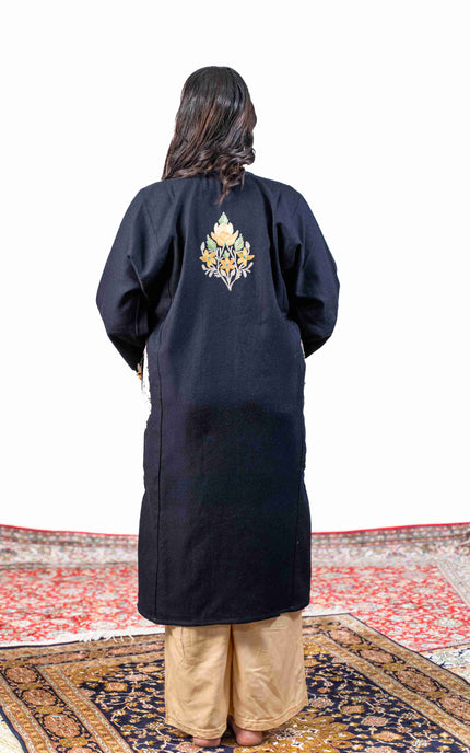 KASHMIRI RED AARI WORK PHERAN - BLACK | ABSHAR - ARTISANS KASHMIR