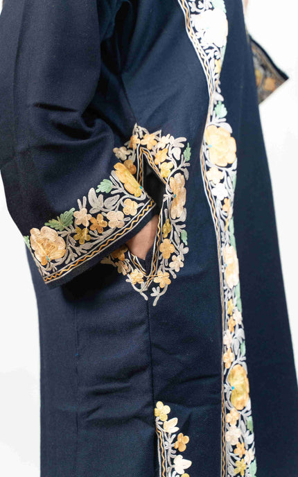 KASHMIRI RED AARI WORK PHERAN - BLACK | ABSHAR - ARTISANS KASHMIR