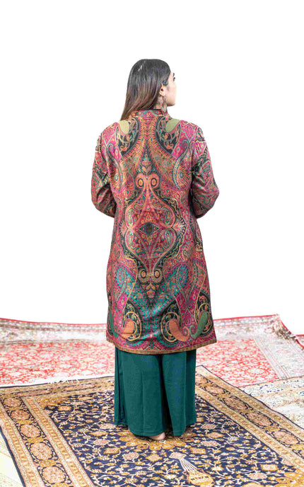 Kashmiri Kani With Aari Embrodiery Jacket - Designer Purple | Silk Long