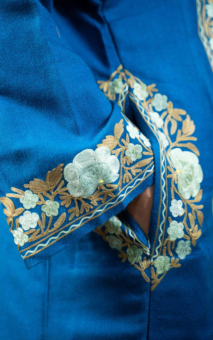 KASHMIRI AARI WORK PHERAN - LAPIS BLUE - ARTISANS KASHMIR