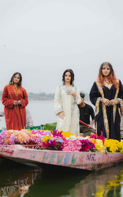 KASHMIRI RED AARI WORK PHERAN - BLACK | ABSHAR - ARTISANS KASHMIR